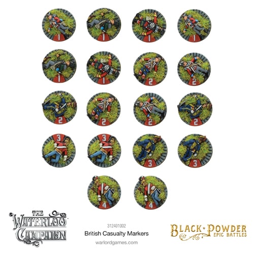 Black Powder Epic Battles: Napoleonic British casualty markers - Brand New