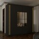 image 2 of Modern 150cm Sliding Wardrobe with Paneled Mirror Doors & Votan Strip | Adjustable Interior | White, Black, Grey, Oak Black | Black150cm