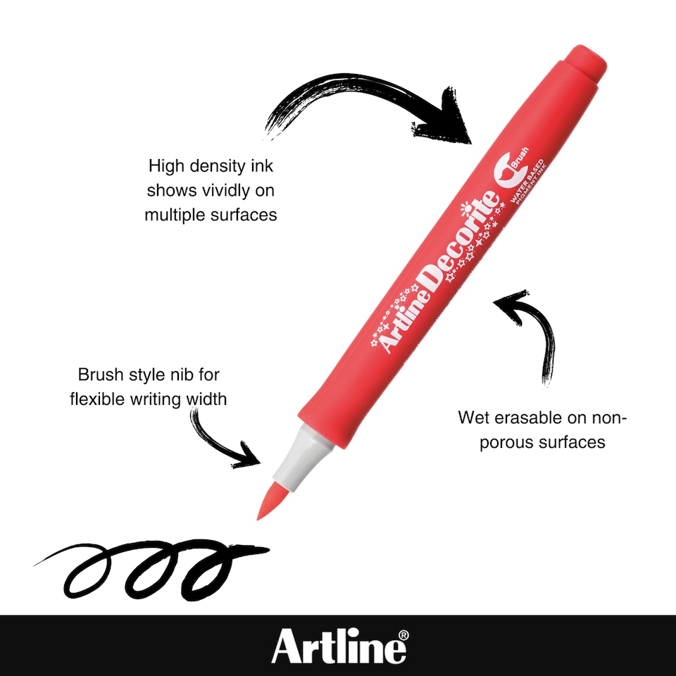 image 1 of Artline Decroite Brush Markers Tropical Colours 4 Pack