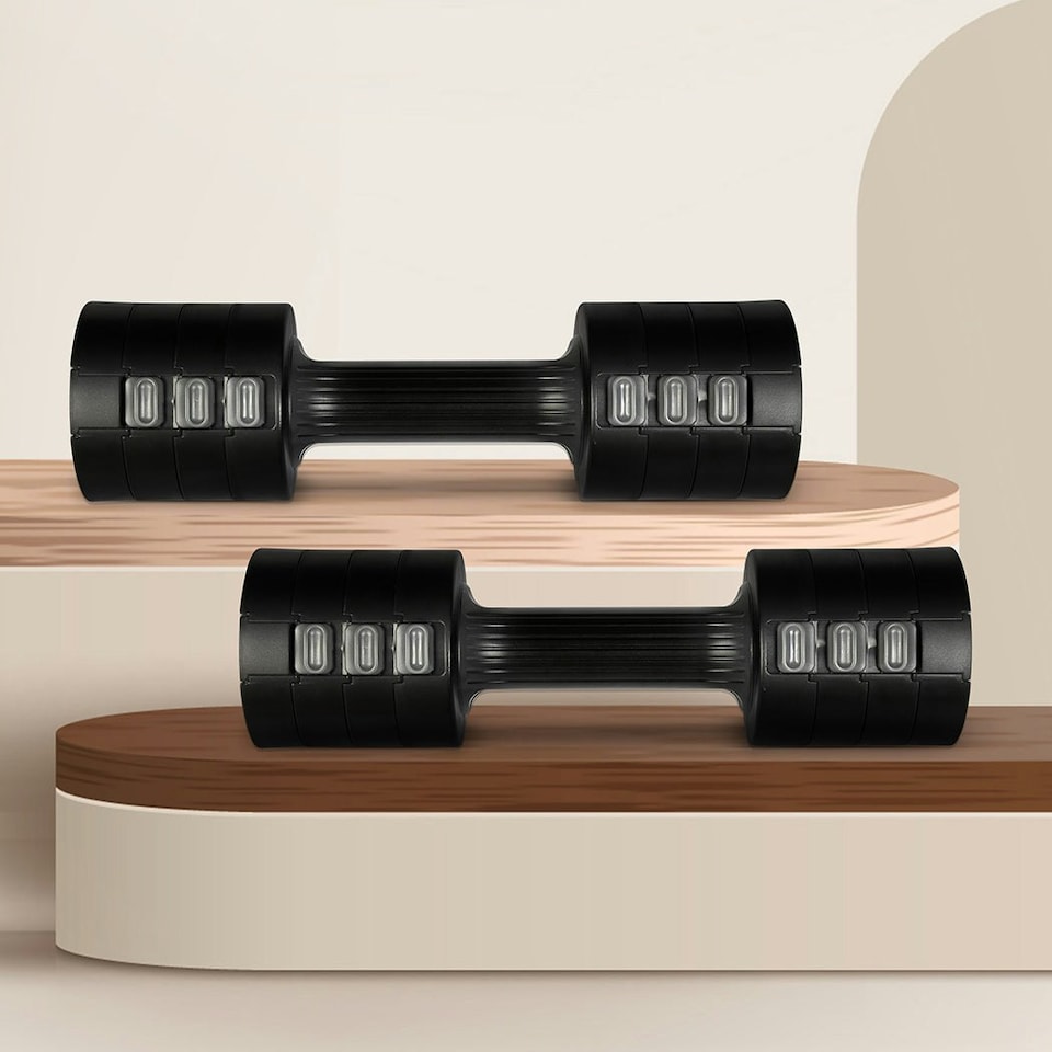image 1 of Centra A Pair Of 1KG To 2.5KG Adjustable Dumbbells With Metal Weight Black