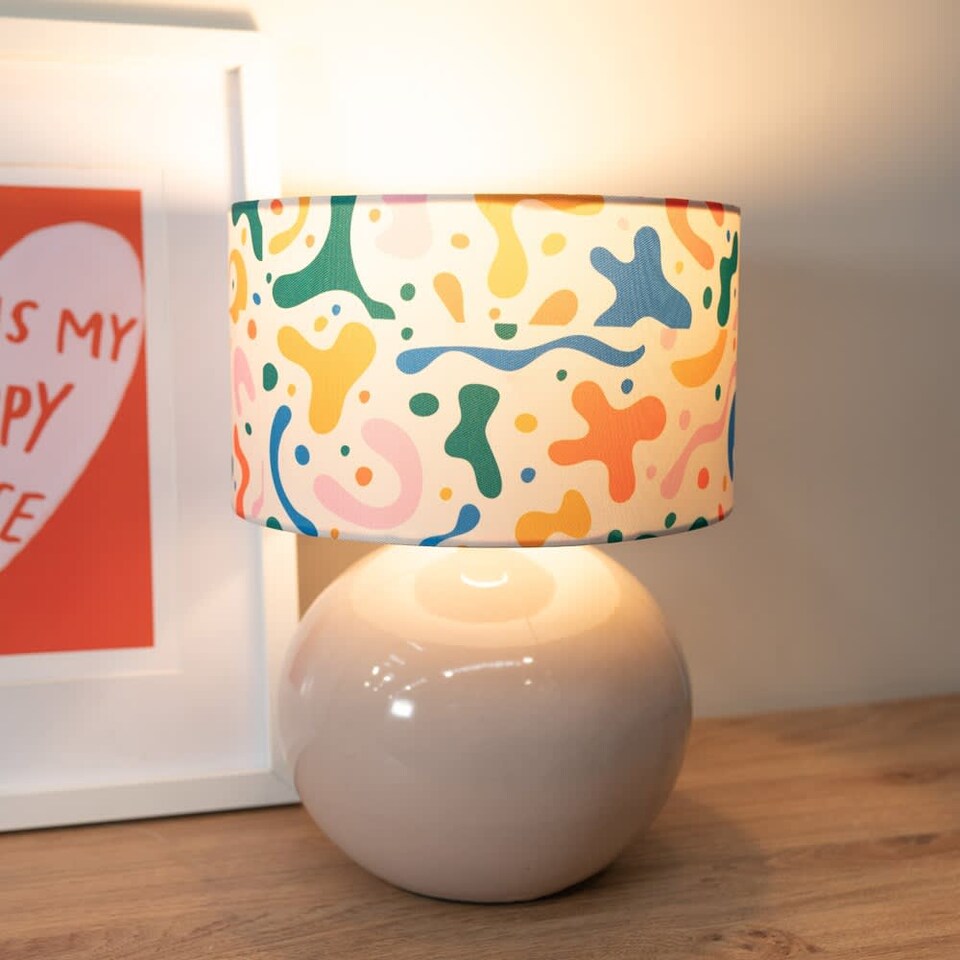 image 1 of ValueLights Bosco Stone Ceramic Table Lampbstract Shapes Shade