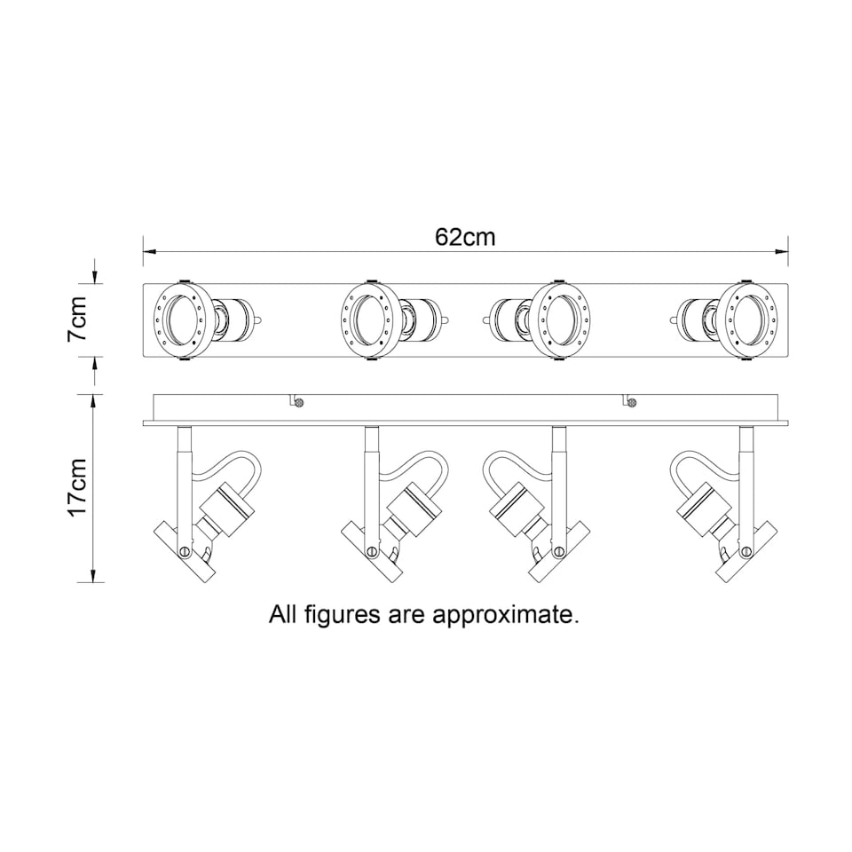 image 1 of COSYLYTE Riverton 4 Light Matt Black Spotlight with Walnut Wooden Backplate | Black | Walnut wood | 1