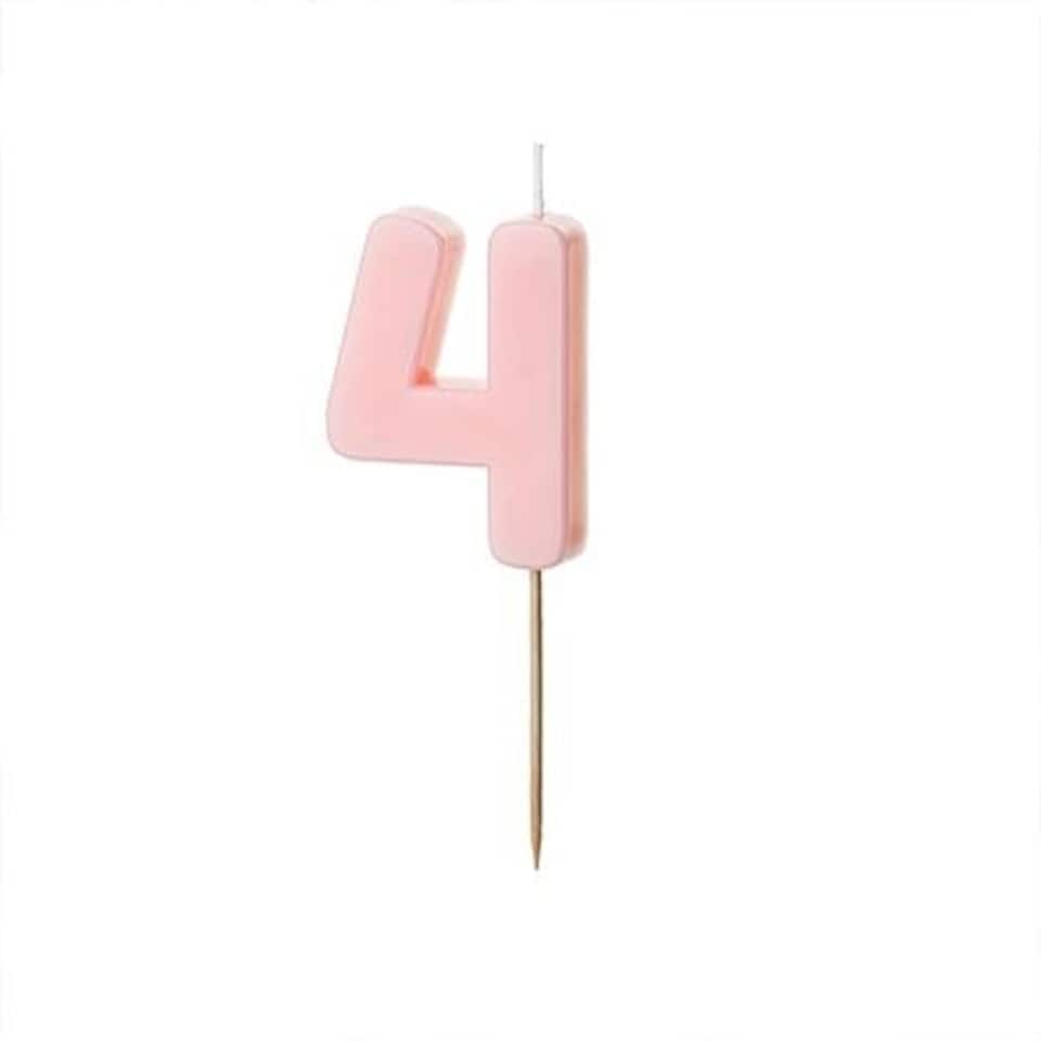 image 1 of Pastel Pink Number 4 Shaped Candle 5.5cm