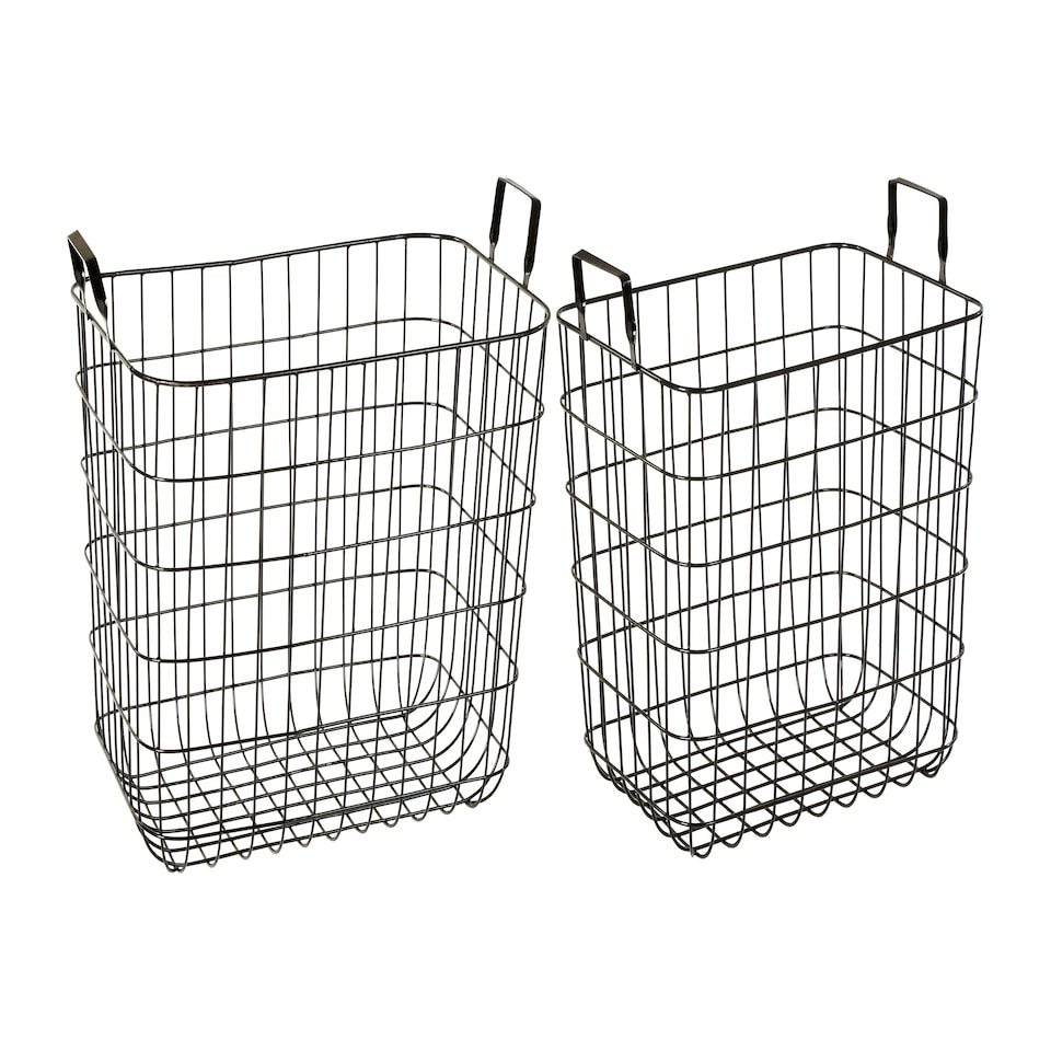 image 1 of Set of 2 Rowan Black Wire Storage Baskets Black