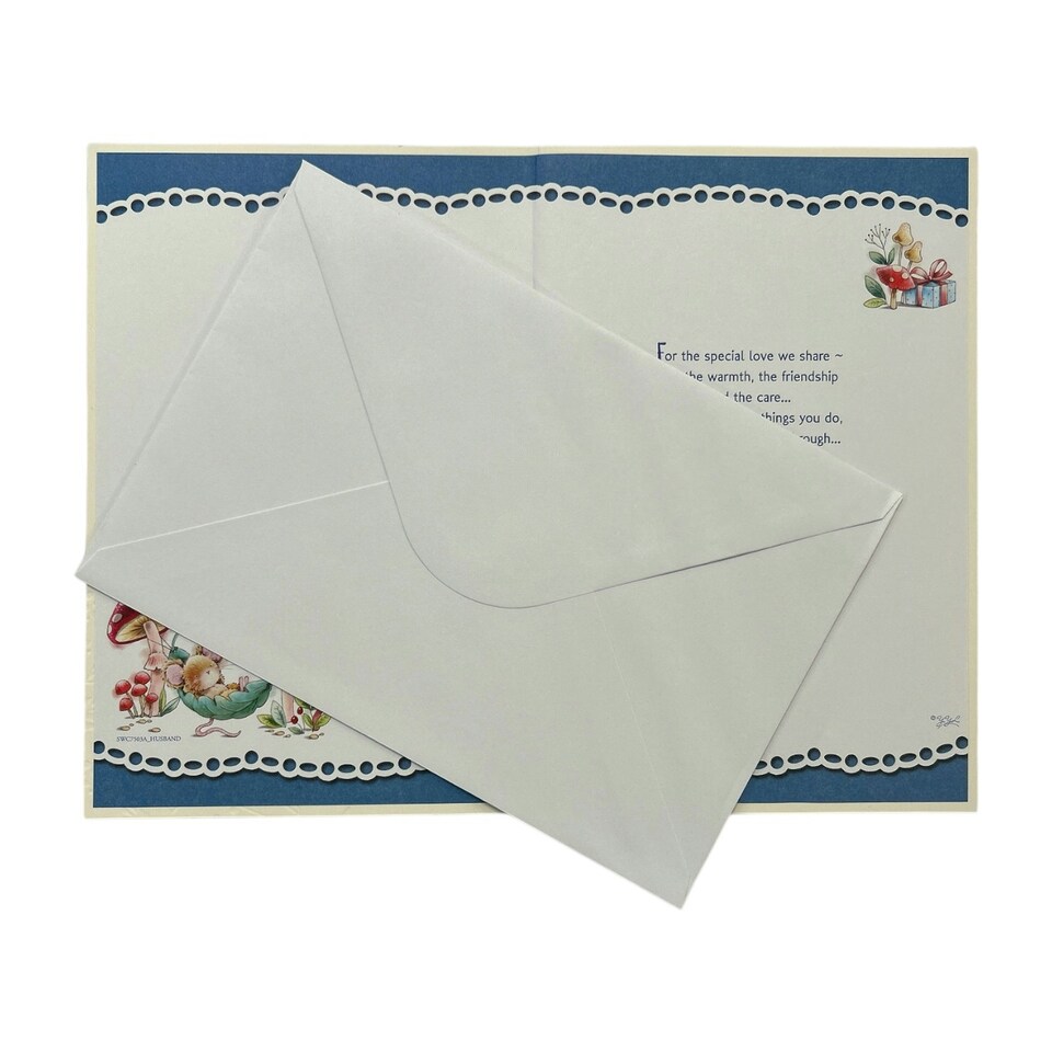 image 1 of To My Husband Mouse Relax On Swing Design Birthday Card