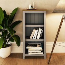 Taberno Oak 3 Tier Bookcase Dove Grey Grey