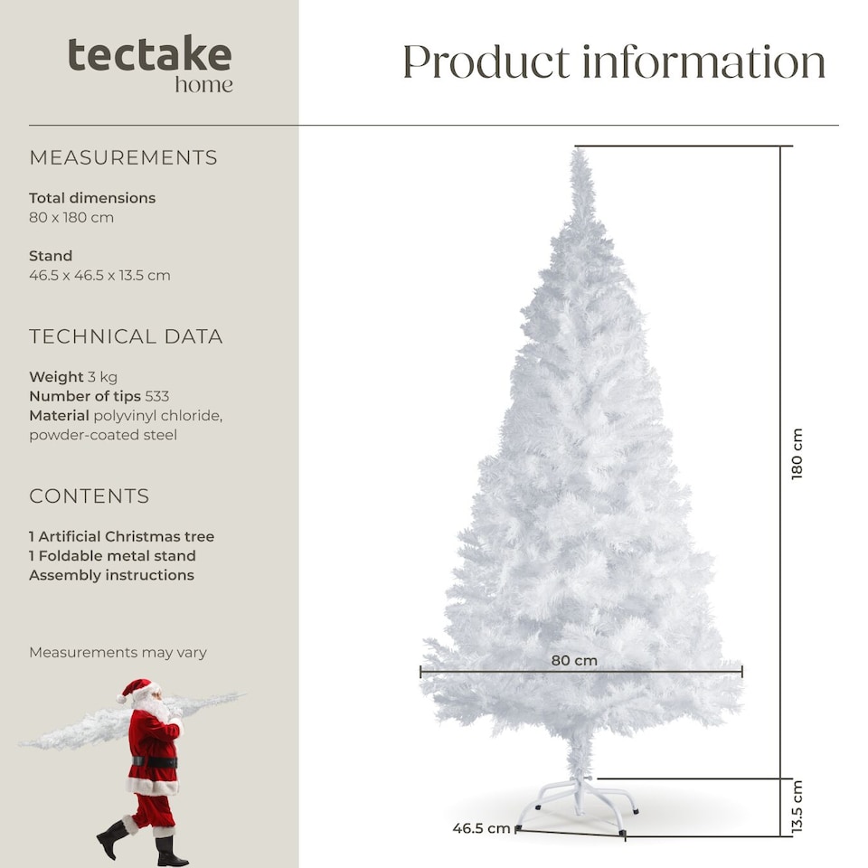 image 1 of Christmas Tree - artificial in white with metal stand | White | white | 6ft | 1