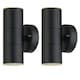 image 1 of First Choice Lighting Set of 2 Blaze Black Outdoor Up Down Wall Lights Black | Clear
