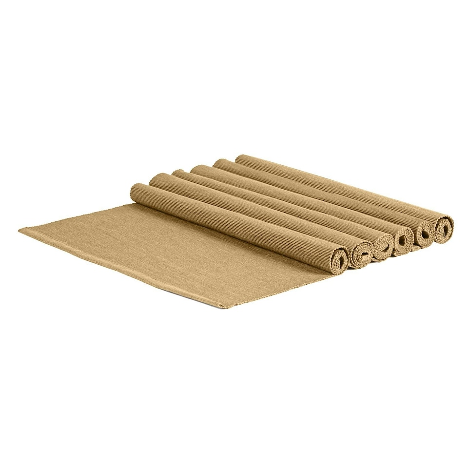 image 1 of Nicola Spring Cotton Fabric Placemats - 45cm x 34.5cm - Beige - Pack of 6 | Cream