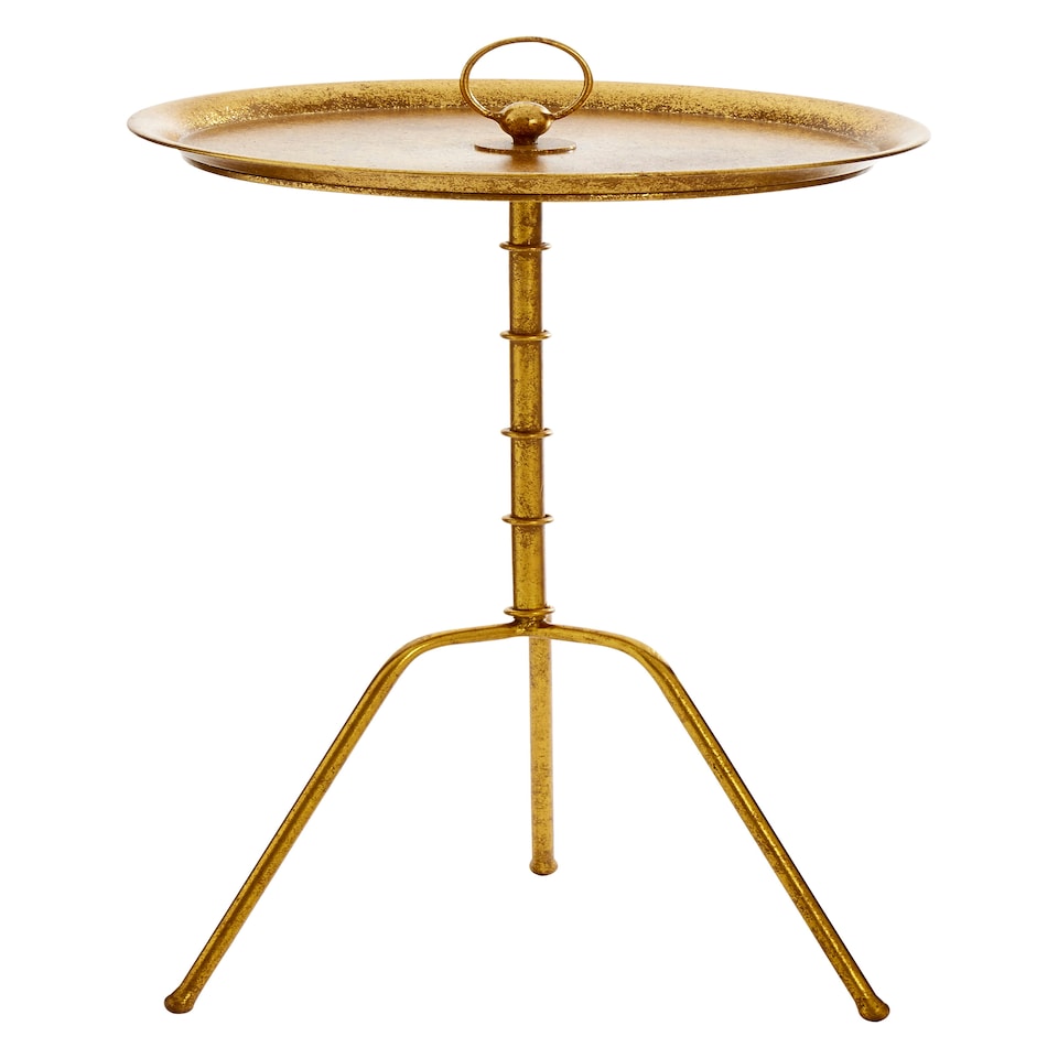 image 1 of Interiors by Premier Distressed Small Accent Table, Elegant Corner Table, Gold Finish Bedside Table, Durable Functional Table