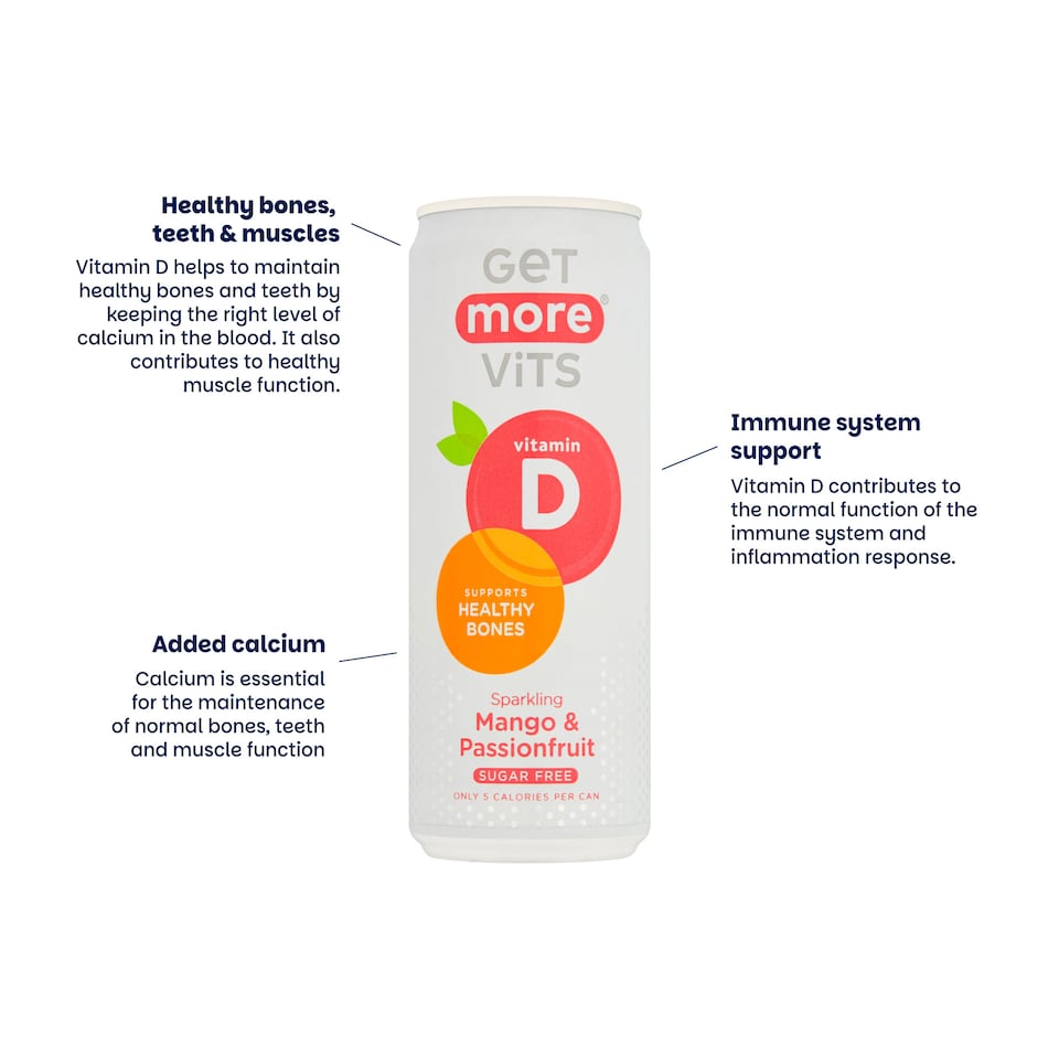 image 1 of Get More Vitamin D Sparkling Mango & Passionfruit 12x330ml