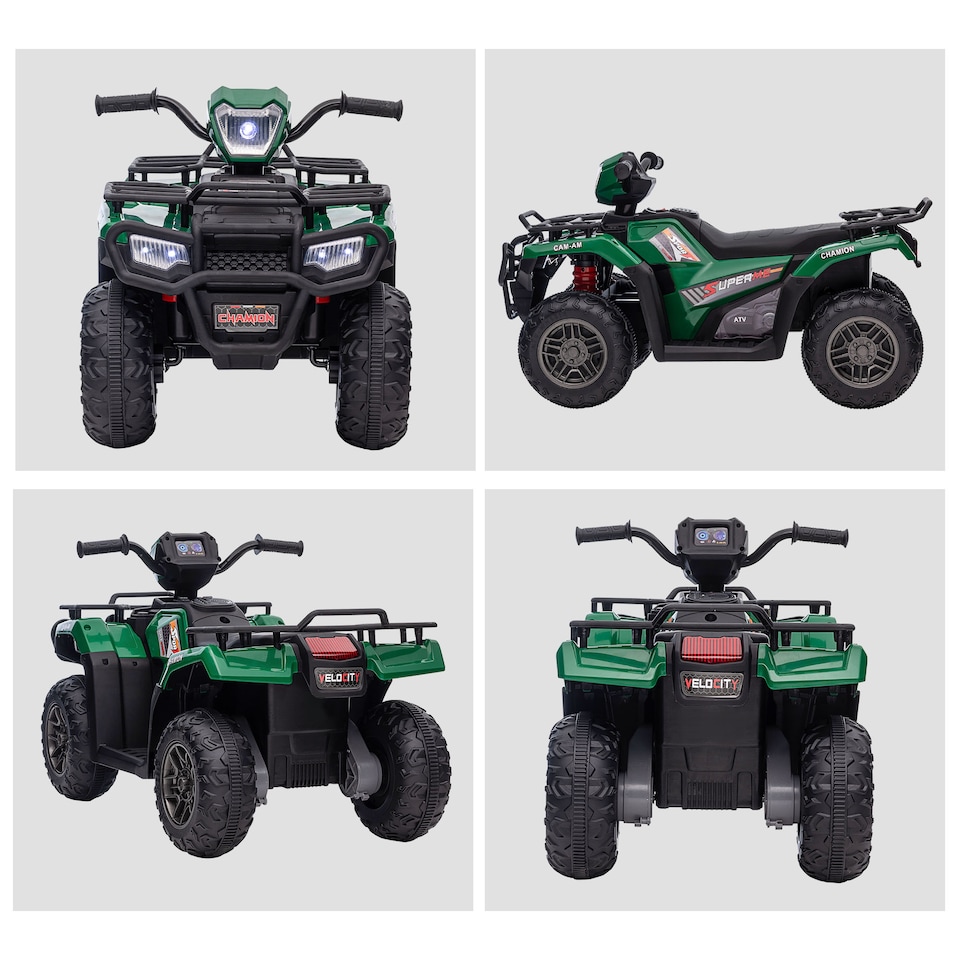 image 1 of HOMCOM 12V Electric Car for Kids, Battery Powered Quad Bike, Ride-On ATV Car with Forward, Reverse Functions, Music, LED Lights, for Ages 3-5 Years - Green
