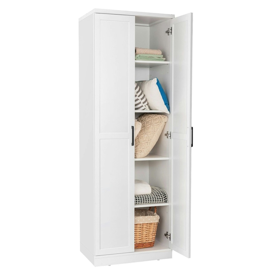 image 1 of COSTWAY Wooden Storage Cabinet with 2 Doors and Adjustable Shelves White