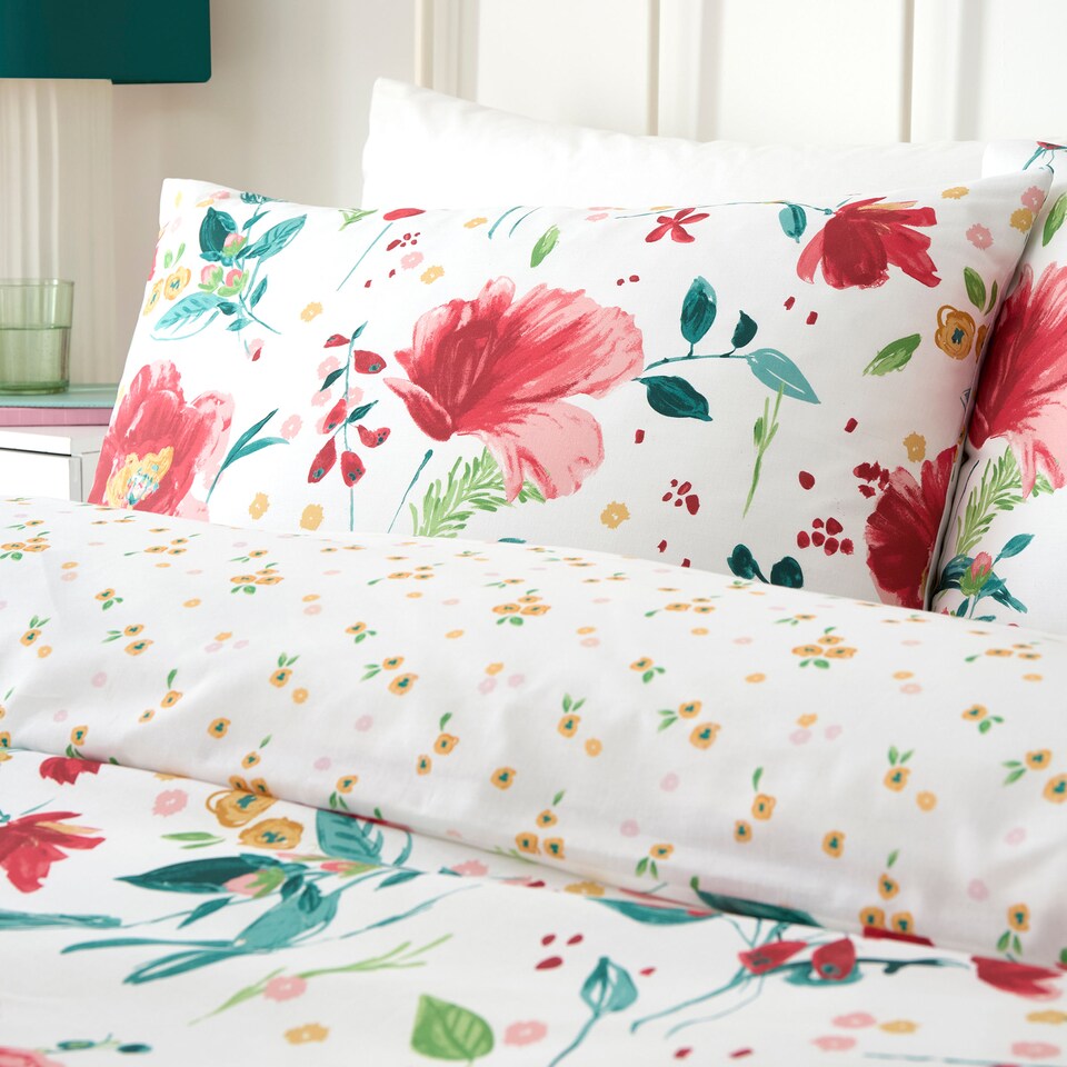 image 1 of D & D Abstract Poppy Duvet Cover Set Red