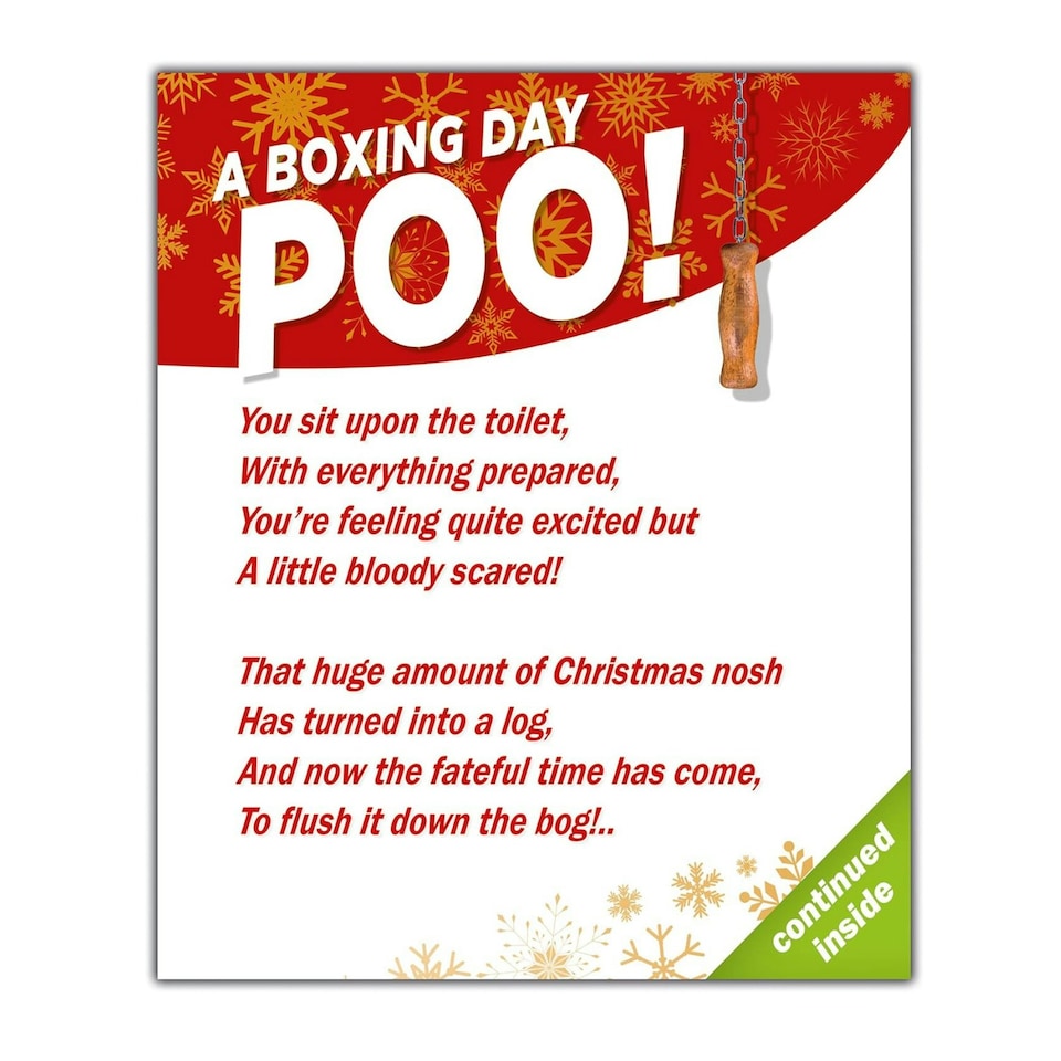 Emotional Rescue Boxing Day Poem Christmas Card, Silly Xmas Card for Friends, Multi-Coloured, 18.4 x15.4 cms