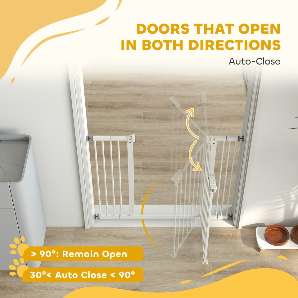 image 1 of PawHut Adjustable Safety Gate w/ 2 Extensions and Four Adjustable Screws, White