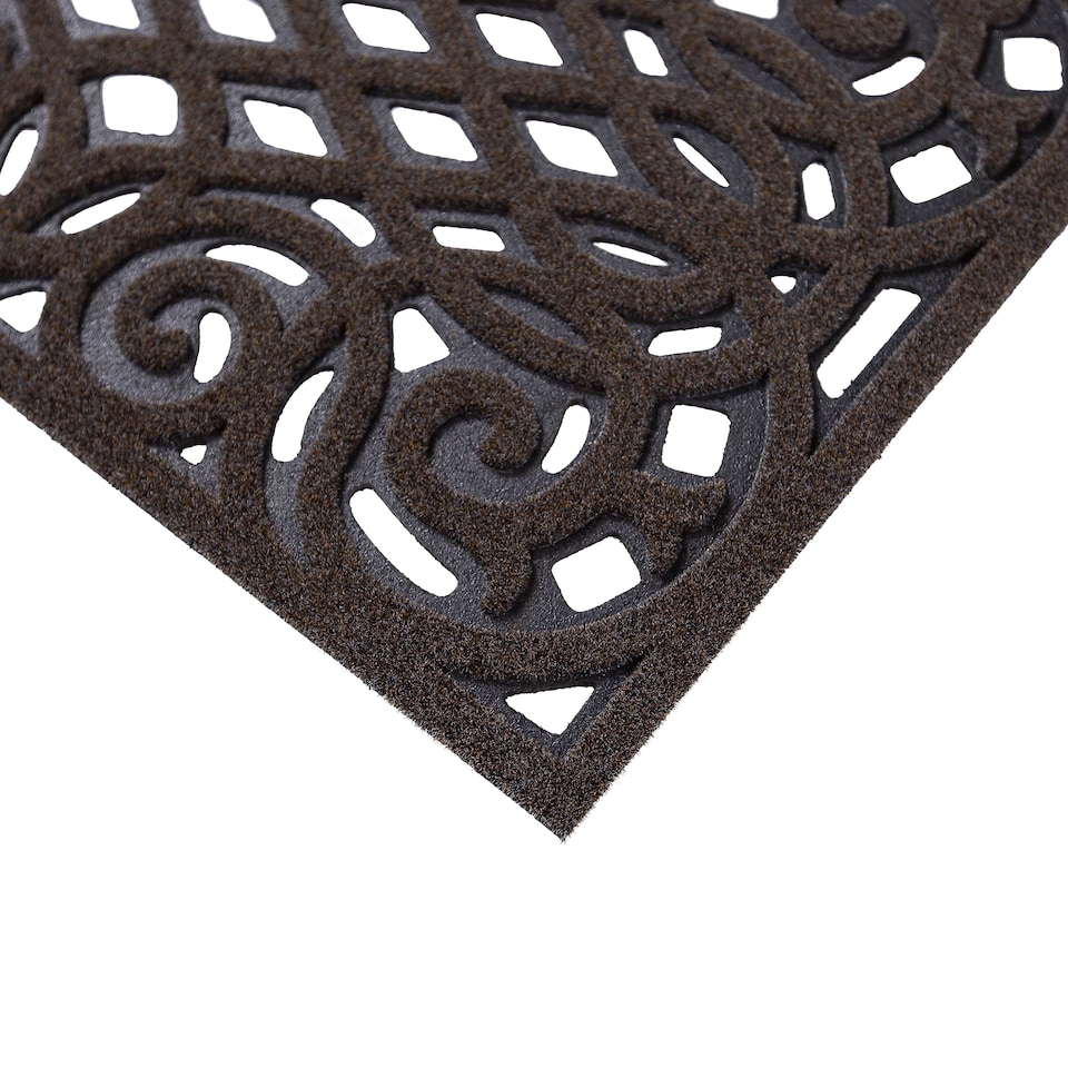 image 1 of Nicoman Victorian Style Rubber Outdoor Door Mat Brown 60 x 40cm | Brown | 61 x 41cm