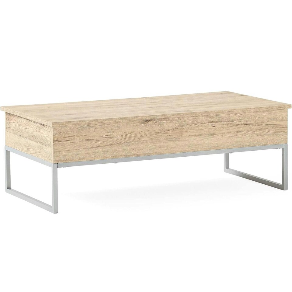 image 1 of Sandy Brown Stained Wood and Steel Lift Top Coffee Table Brown