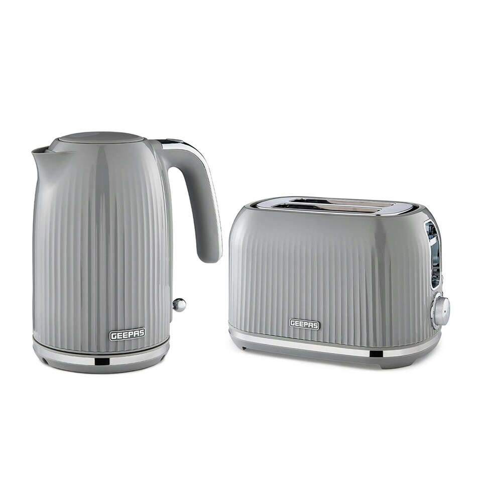image 1 of GEEPAS 1.7L Kettle & 2 Slice Toaster Kitchen Combo Set, Grey