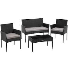 Rattan Garden Furniture Palese - for 4 people, weather resistant | Black | black | 57 x 104 x 79 cm | 1