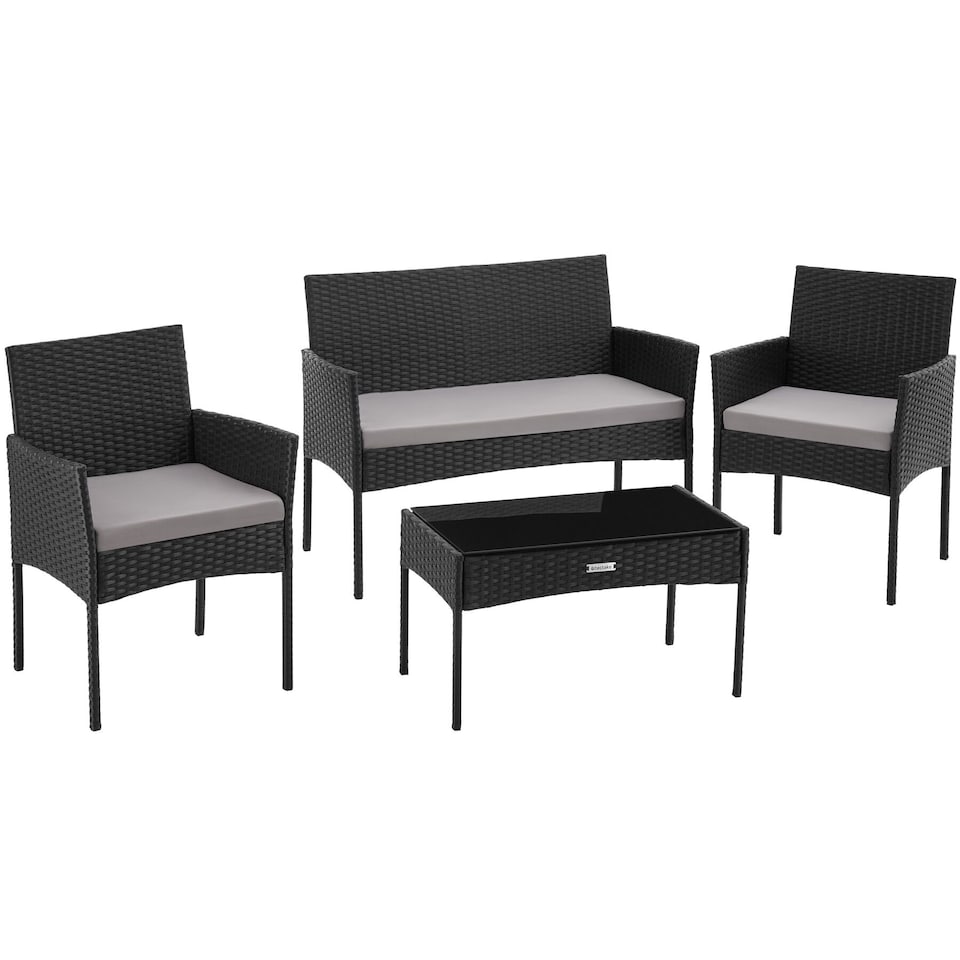 image 1 of Rattan Garden Furniture Palese - for 4 people, weather resistant | Black | black | 57 x 104 x 79 cm | 1
