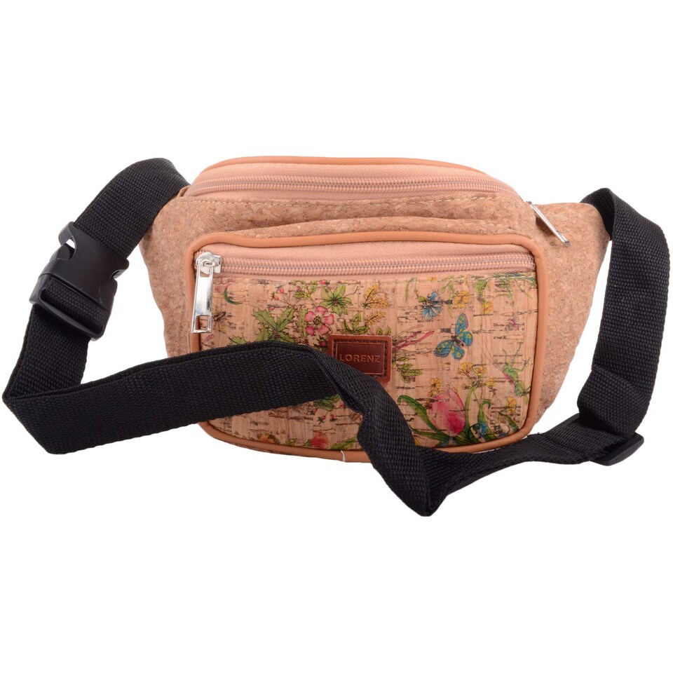Lorenz Womens Travel / Holiday Cork Waist Bag / Bumbag with Floral