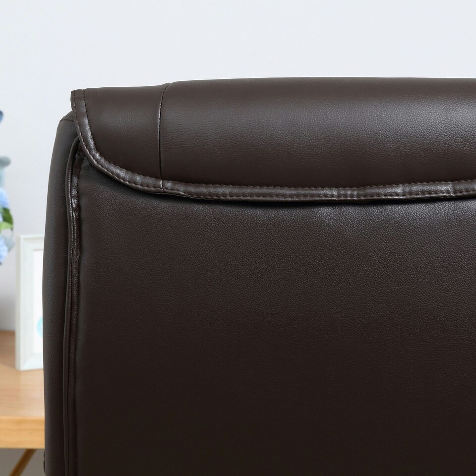 image 1 of HOMCOM Executive Office Chair Faux Leather Computer Desk Chair w/ Wheel Brown