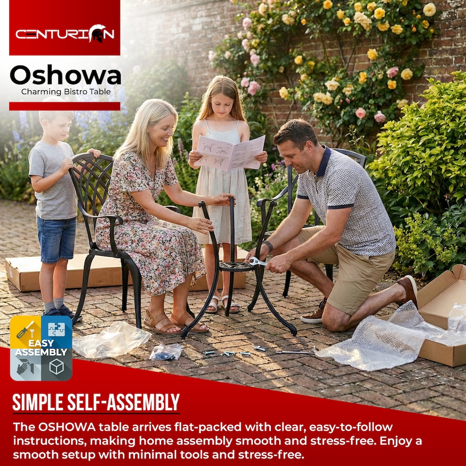 image 1 of Centurion Supports OSHOWA Black Garden and Patio Cast Aluminium Bistro Table | Black