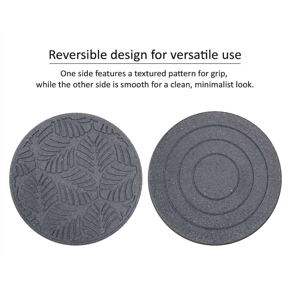 image 1 of Stepping Stones Rubber Path Walkway Stone Geo Leaves Design - Grey - Pack of 4 | Grey | Grey | Pack of 4