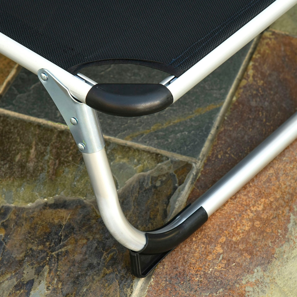 image 1 of Outsunny Folding Outdoor Reclining Sun Lounger Chair Aluminium Frame Black