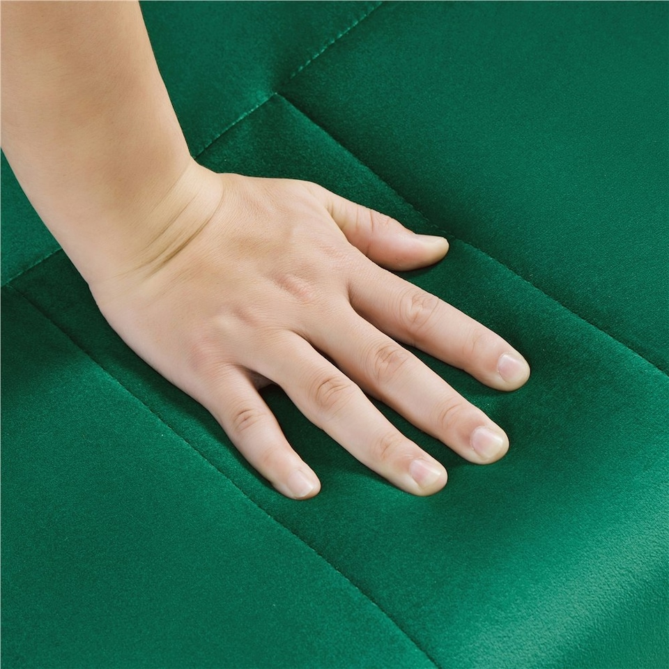 image 1 of Yaheetech Upholstered Sofa Couch with Gold-tone Metal Arms and Legs Green