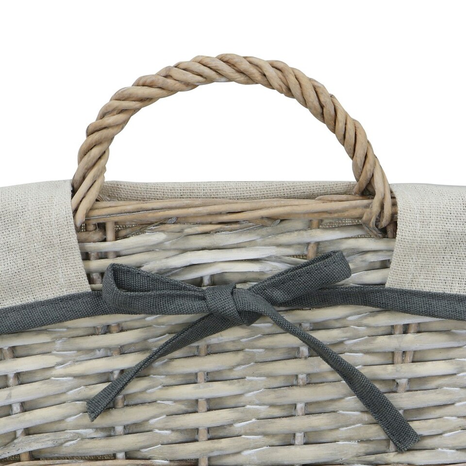 image 1 of JVL Arianna Rectangular Willow Storage Basket, Grey Wash | Grey