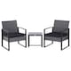 image 1 of Outsunny 3 Pieces Rattan Patio Bistro Set 2 Chairs Coffee Side Table Set, Black