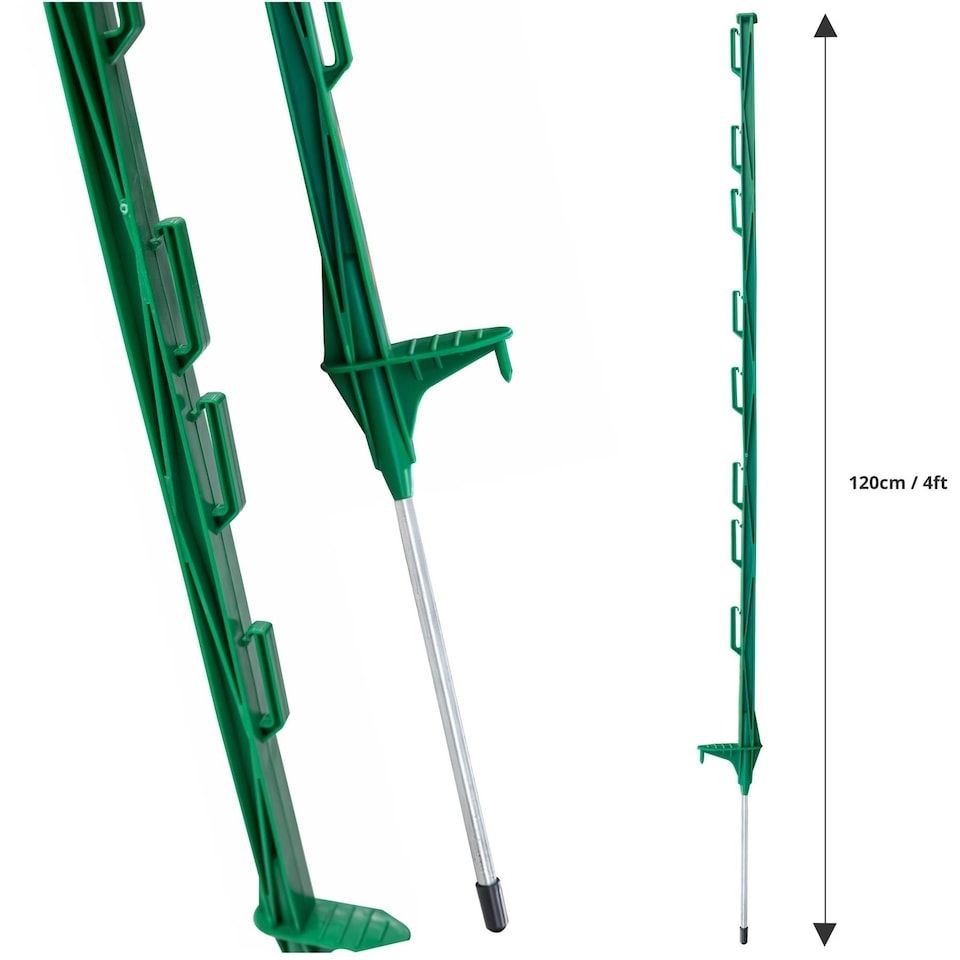 image 1 of True Products Green 4ft/1.2m Heavy Duty Plastic Electric Fence Posts - Temporary Garden Fencing Stakes - Pack of 50 | Green | Green | 50