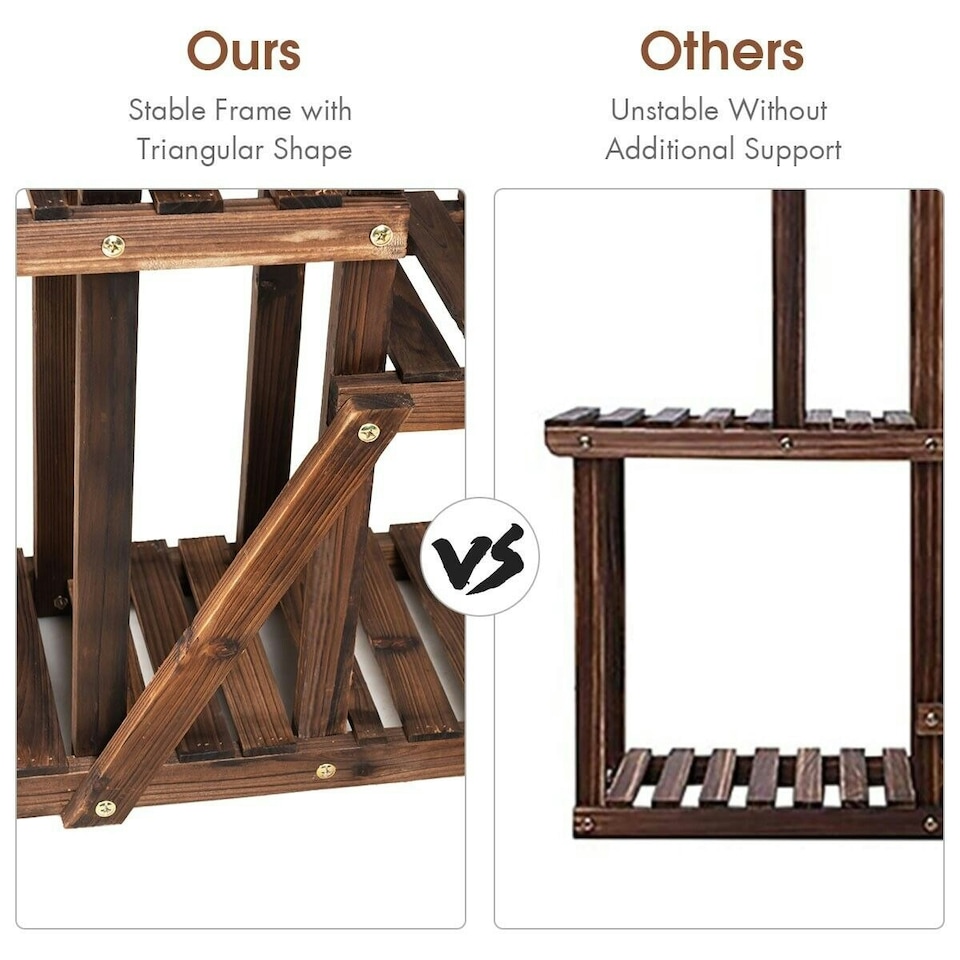 image 1 of COSTWAY 9 Tier Wood Plant Stand Display Rack Flower Shelf Brown