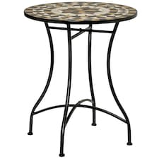 Outsunny 60cm Mosaic Round Bistro Table Outdoor Garden Side Table, Green 