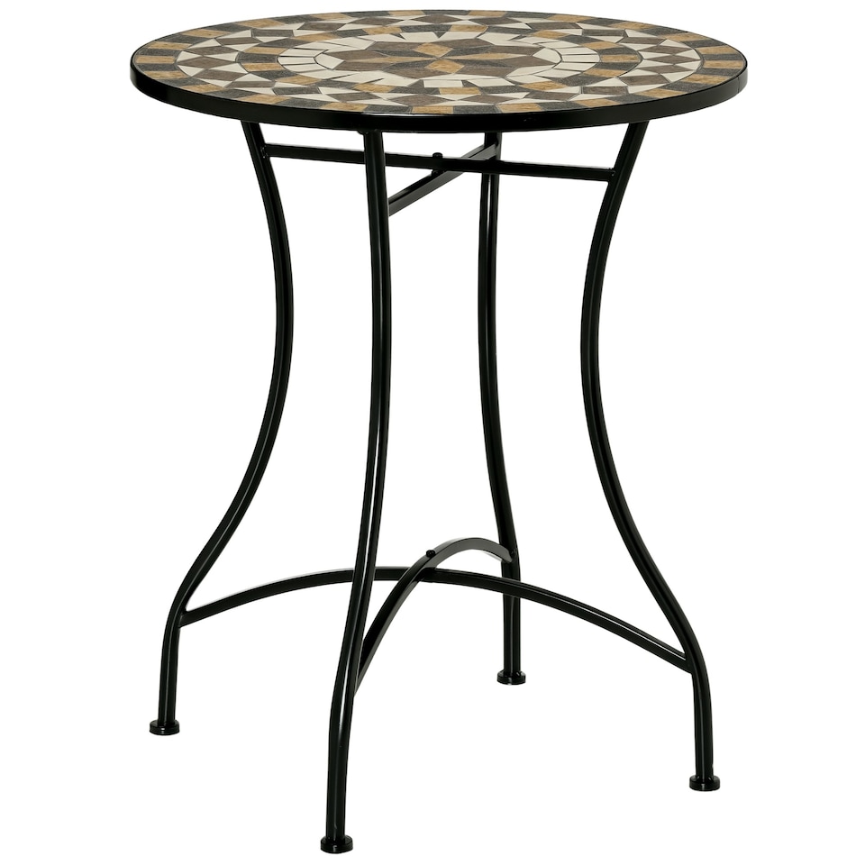 image 1 of Outsunny 60cm Mosaic Round Bistro Table Outdoor Garden Side Table, Green