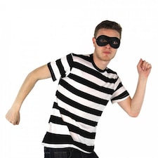 Storybook Burglar Costume - Short Sleeve Top & Mask Black | S