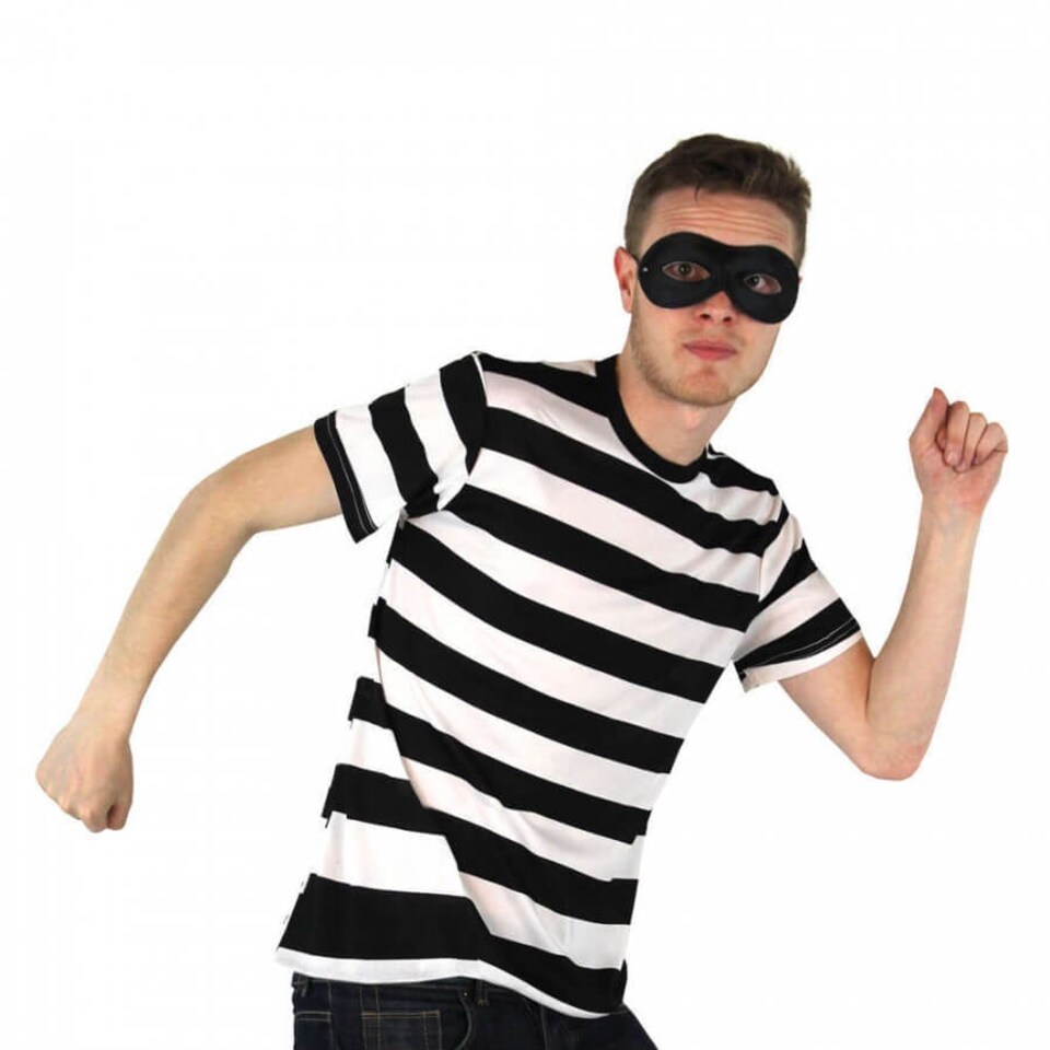 image 1 of Storybook Burglar Costume - Short Sleeve Top & Mask Black | S