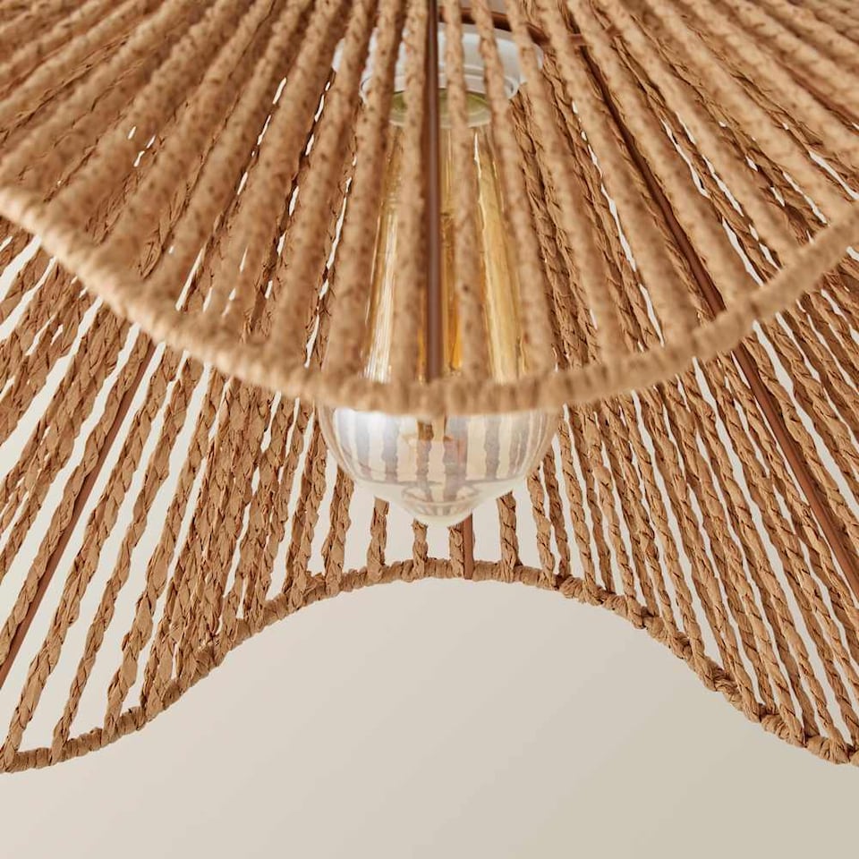 image 1 of ValueLights Farai Natural Woven Rope Wave Ceiling Shade | Brown