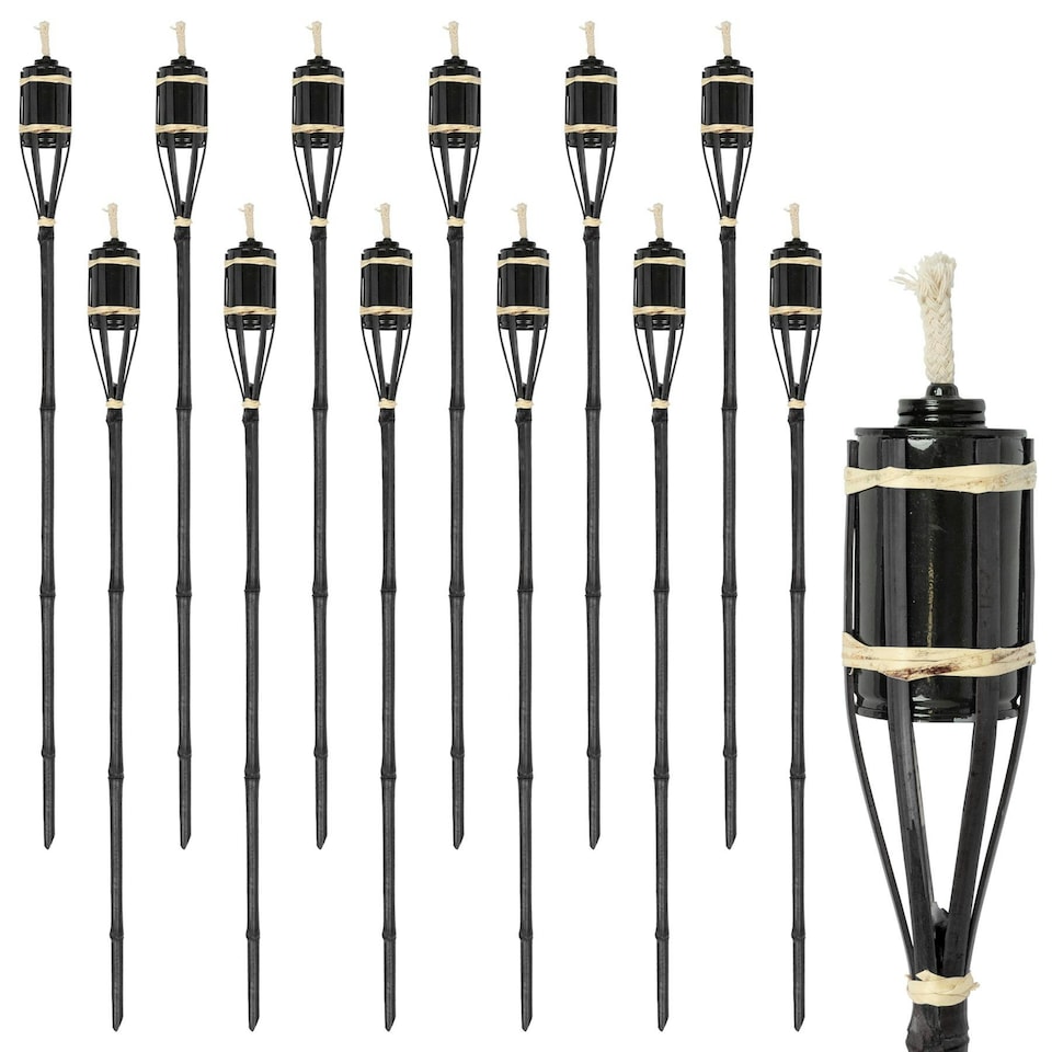 image 1 of Harbour Housewares Bamboo Garden Fire Torches - 113cm - Black - Pack of 12