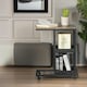image 3 of Industrial C Shaped Side Table 3-Tier With Wheels Brown