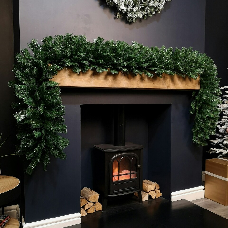 image 1 of 2.7m (9ft) x 38cm Premier Luxury Extra Bushy Plain Green Christmas Garland