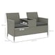 image 3 of Outsunny Rattan Chair Garden Furniture Patio Love Seat Table Grey | Grey