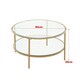 image 6 of Industrial 2 Tier Round Coffee Table With Tempered Glass Gold