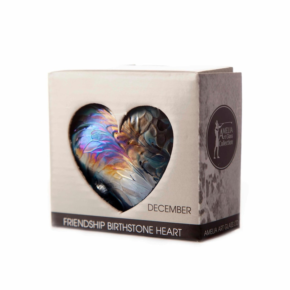 image 1 of Amelia Art Glass Hanging Friendship Birthstone Heart Ornament December