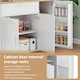 image 4 of VILUXE Mobile Kitchen Island with Foldable Worktop, Drawer, Adjustable Cabinets, 3 Door Spice Racks, Towel Rail and 5 Wheels, White and Natural Wood