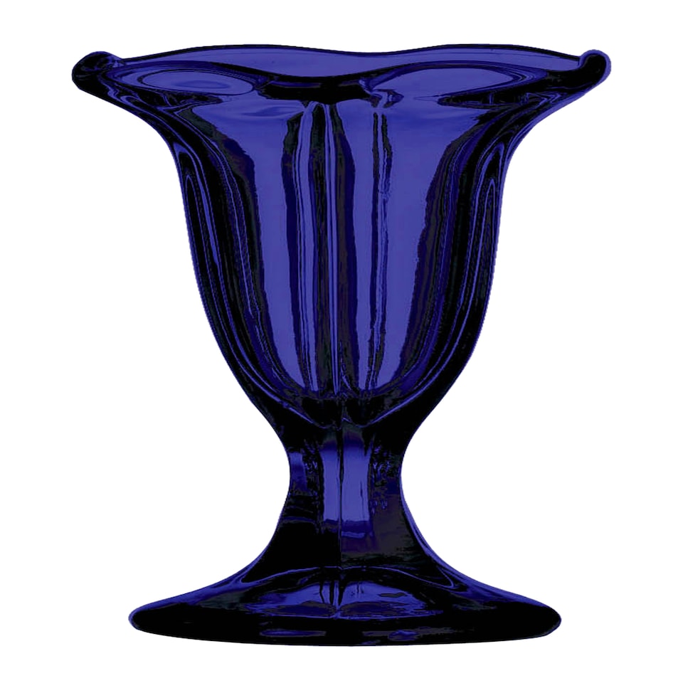 image 1 of Blue Glass Coloured Sundae Dish Blue