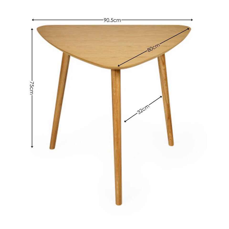 image 1 of Athena Light Oak Triangular 3 Seater Dining Table