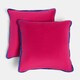 image 3 of OHS 2 Pack Matte Velvet Piped Cushion Covers Home Decor Set | Pink | Hot Pink